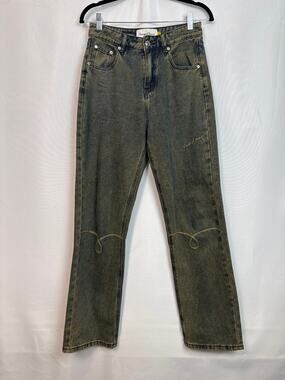 House of Sunny Womens Law of Attraction Western Stitch Jeans Size XS Tinted Y2K